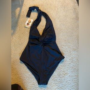 NWT Black Halter One Piece Swimsuit